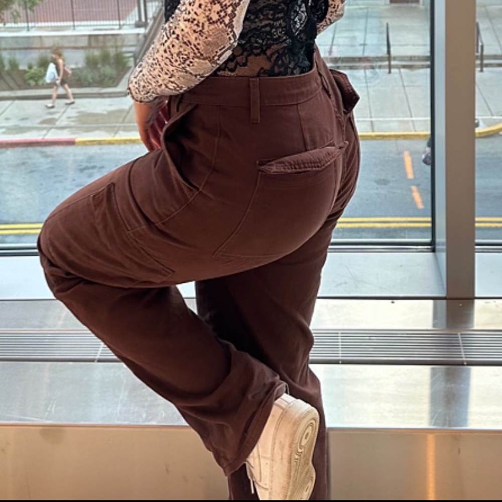 Primark Denim Co Brown Cargo Style Straight Leg Pants - Picture 8 of 8